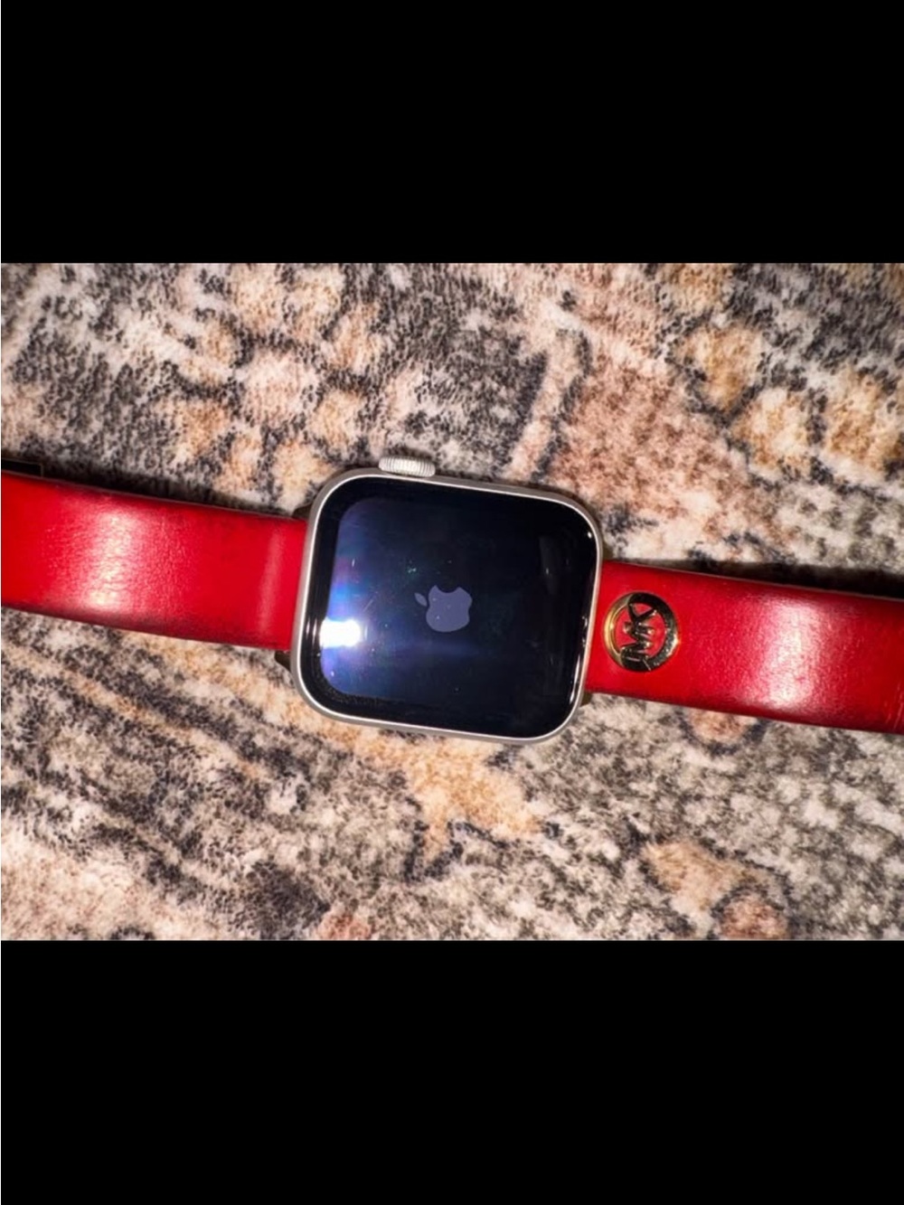 Apple Watch SE 40mm Aluminum Case with Red Michael Kors Leather Strap